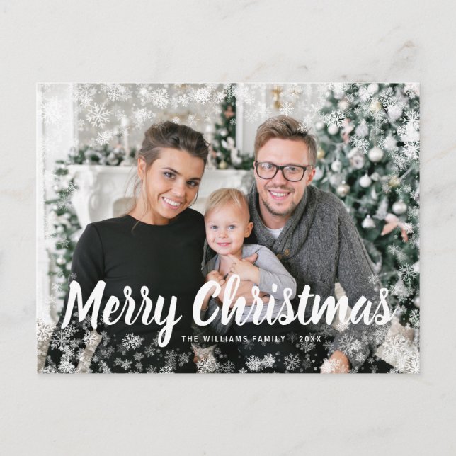 Postale Carte de vœux de Noël enneigée (Devant)