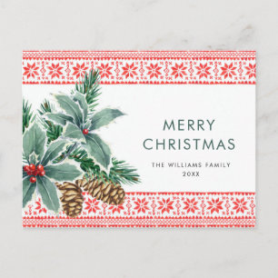 Postale Carte de vœux de Noël festive à la baie de houx