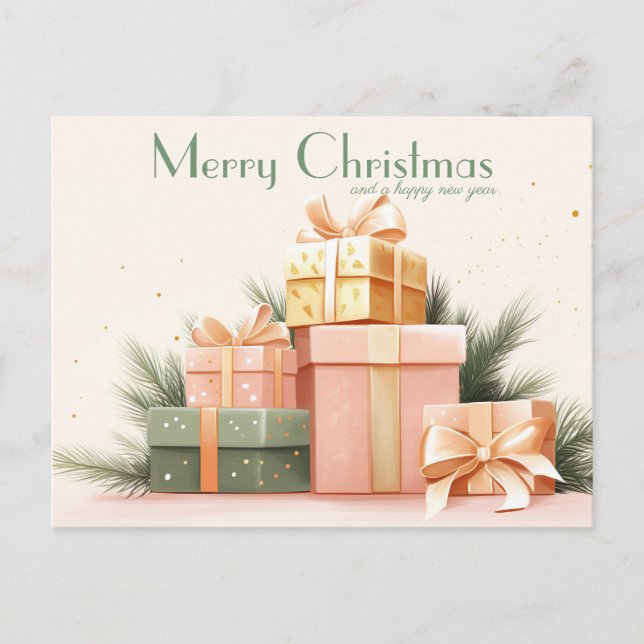 Postale Carte de voeux de Noël Festive et élégante (Devant)
