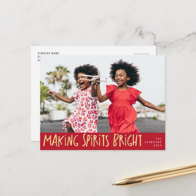 Postale carte de vœux de Noël joyeuse photo joyeux Noël (Devant/Arrière en situation)