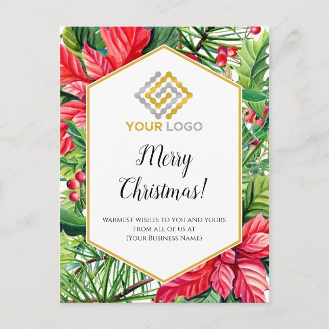 Postale Carte de vœux de Noël Logo Entreprise (Devant)