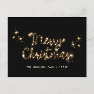Postale Carte de vœux de Noël moderne dorée pour les fêtes