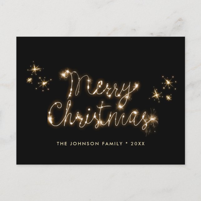 Postale Carte de vœux de Noël moderne dorée pour les fêtes (Devant)