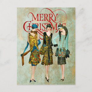 Postale Carte de vœux de Noël pour femmes vintage des anné