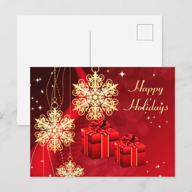 Postale Carte de vœux de Noël rouge (Devant / Derrière)