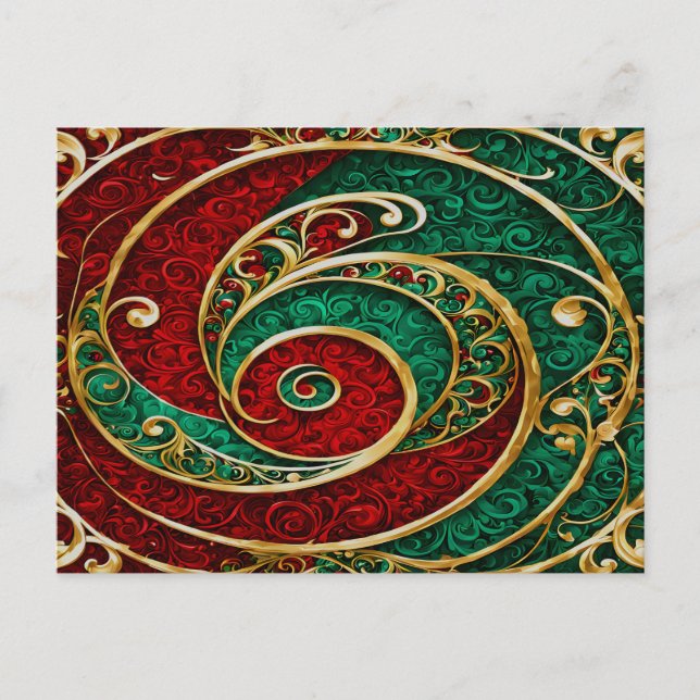 Postale Carte de vœux de Noël Rouge Or Vert Vacances (Devant)