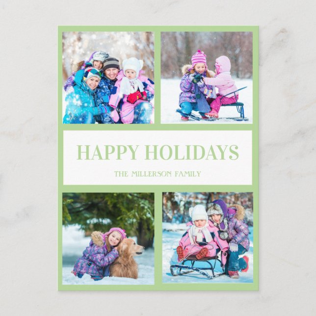 Postale Carte de vœux de Noël verte douce multi photo (Devant)