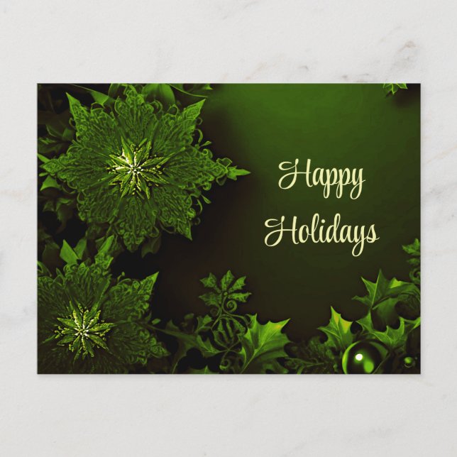 Postale Carte de vœux de Noël verte florale de vacances (Devant)