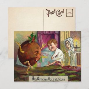 Postale Carte de vœux de Noël victorienne étrange