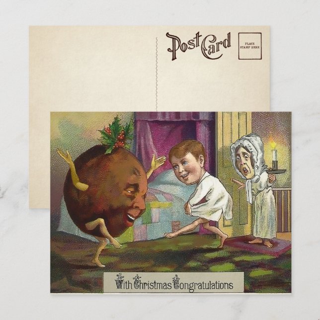 Postale Carte de vœux de Noël victorienne étrange (Devant / Derrière)