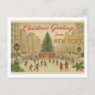 Postale Carte de vœux de Noël vintage à New York