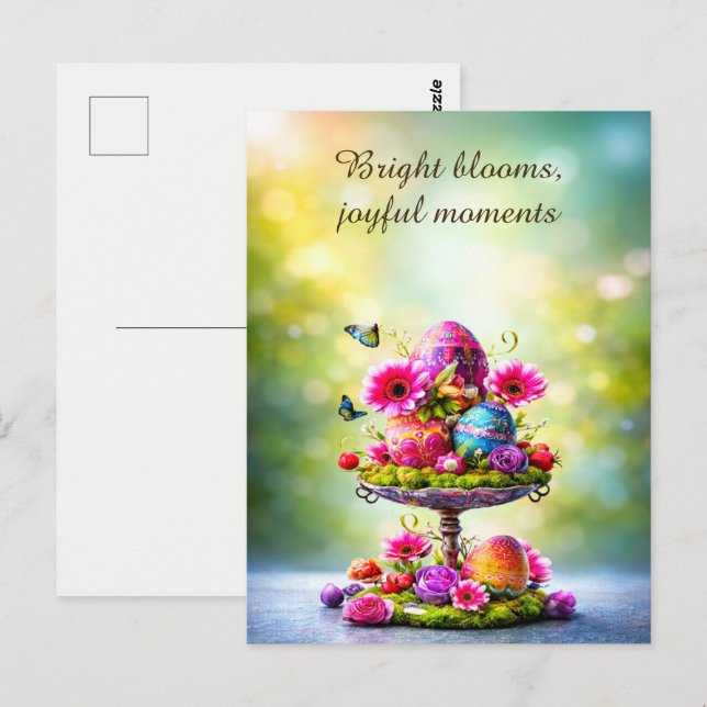 Postale Carte de vœux de Pâques Floral Printanier Lumineux (Devant / Derrière)