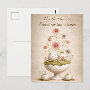 Postale Carte de vœux de Pâques Florale Douce Élégante de