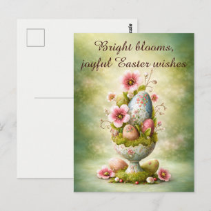 Postale Carte de vœux de Pâques Œufs floraux Jardin de pri