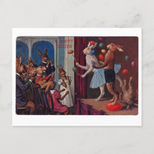 Postale Carte de voeux de Pâques vintage - Bunnies Jongleu