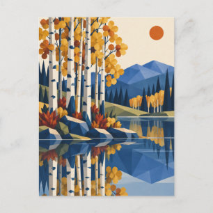Postale Carte de vœux de paysage d'art folklorique du lac 