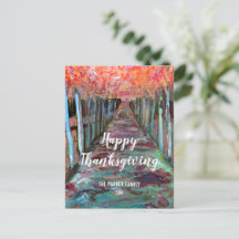 Carte de vœux de Thanksgiving forêt automnale aux