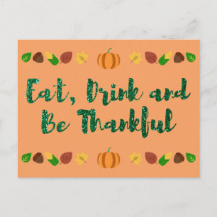 Postale Carte de vœux de Thanksgiving 'Manger, boire et êt