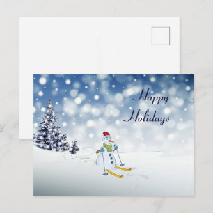 Postale Carte de vœux de vacances Bonhomme de neige