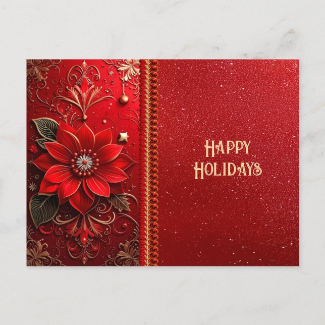 Postale Carte de vœux de vacances Fleur Rouge (Devant)