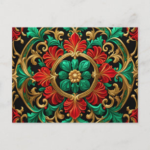 Postale Carte de vœux décorative de Noël verte rouge