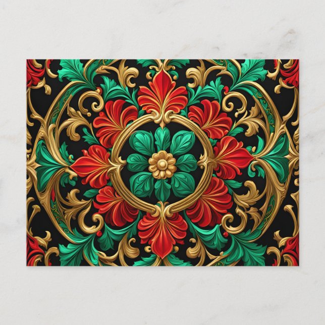 Postale Carte de vœux décorative de Noël verte rouge (Devant)