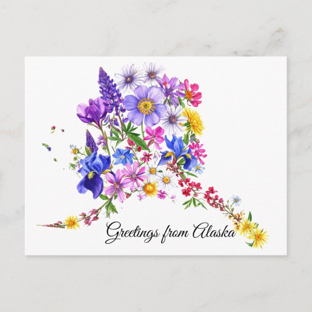 Postale Carte de vœux des fleurs sauvages d'Alaska (Devant)