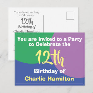Postale Carte de vœux d'invitation pour un 12e anniversair