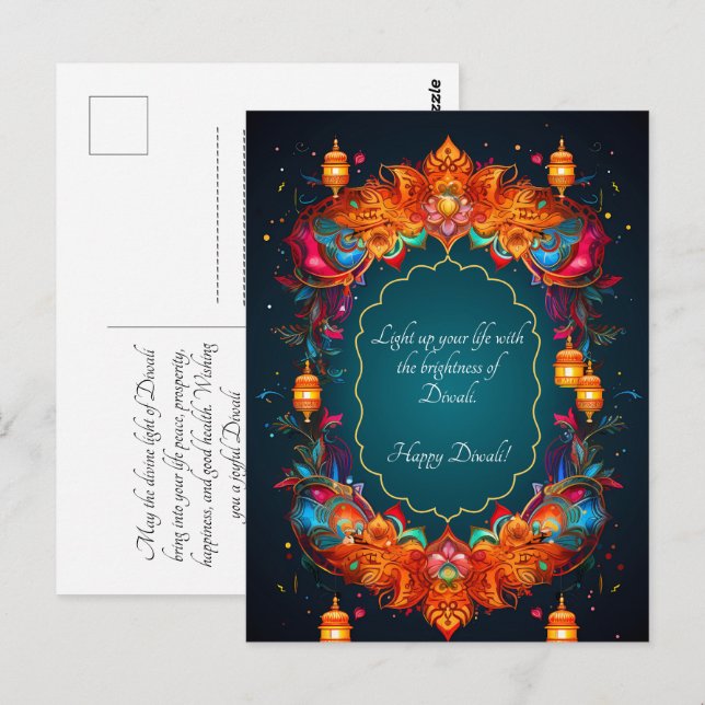 Postale Carte de vœux Diwali magnifique  (Devant / Derrière)