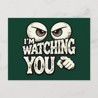 Postale Carte de vœux drôle "JE VOUS REGARDE" aux yeux rét