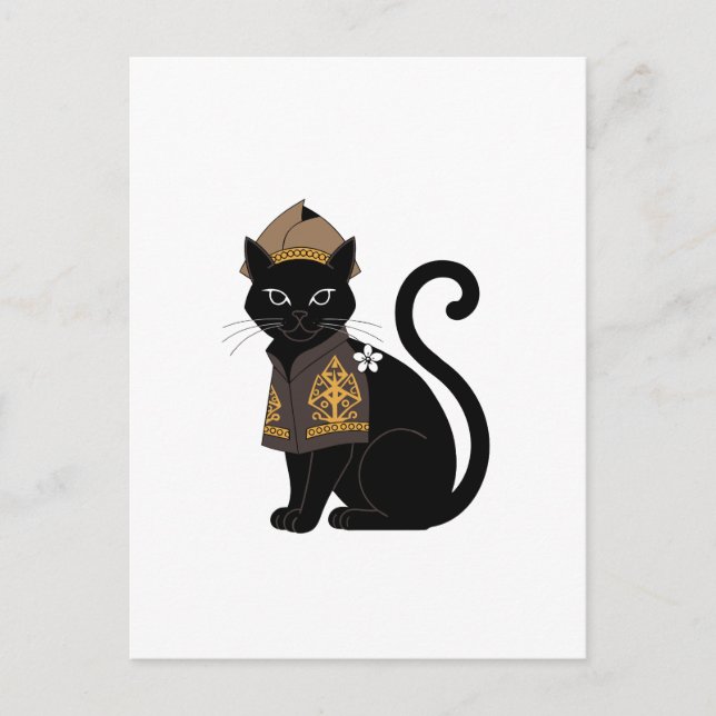 Postale Carte de vœux du chat noir guerrier (Devant)