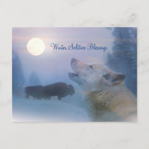 Postale Carte de vœux du loup et du bison pour la bénédict