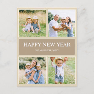 Postale Carte de vœux du Nouvel An moderne simple et heure