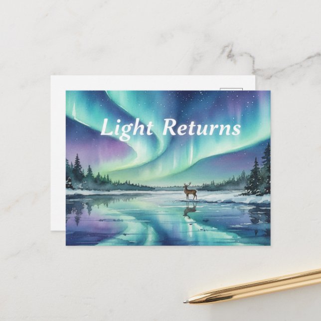 Postale Carte de voeux du solstice d'hiver (Devant/Arrière en situation)