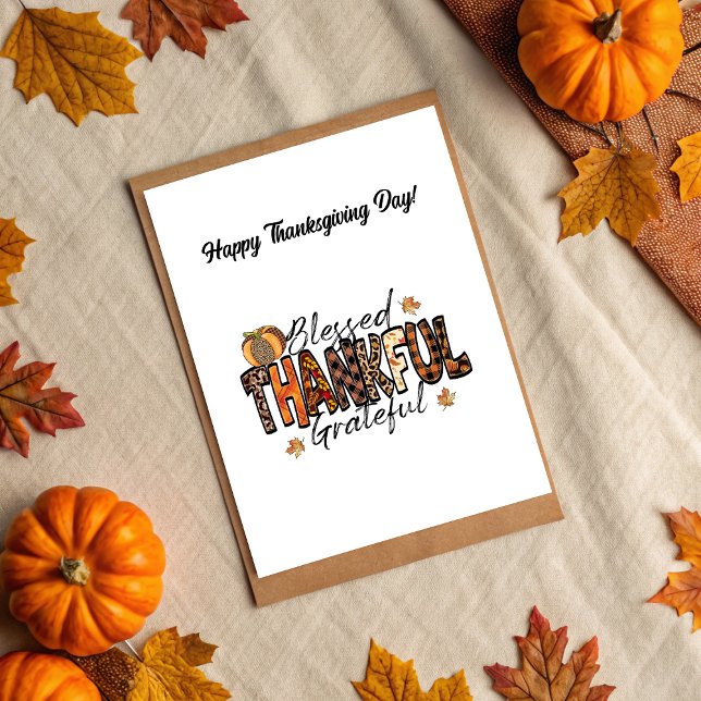Postale Carte de vœux élégante de jour d'Action de grâce (Elegant Happy Thanksgiving Day Postcard)