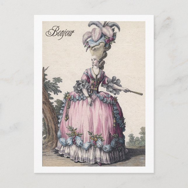 Postale Carte de vœux élégante mode Marie Antoinette (Devant)