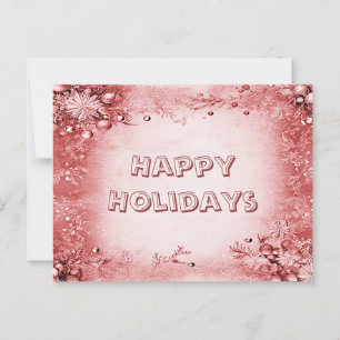 Postale Carte de vœux élégante rouge rose pour fête de fin