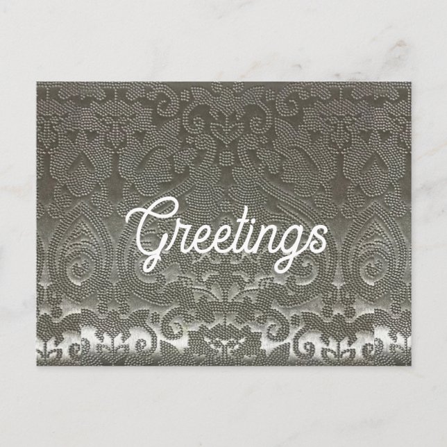 Postale Carte de vœux en damas argenté (Devant)