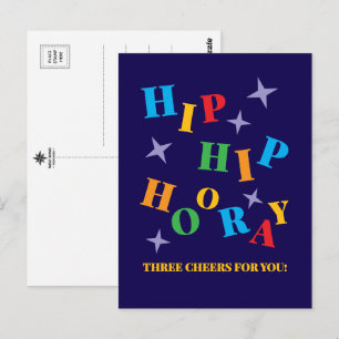 Postale Carte de vœux félicitations colorée Hip Hip Hourra