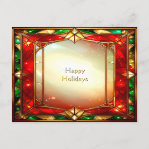 Postale Carte de vœux festive à motif de vitrail orné
