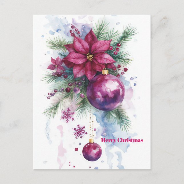 Postale Carte de vœux festive avec boules de Noël (Devant)