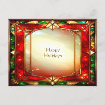 Carte de vœux festive avec cadre en verre coloré o
