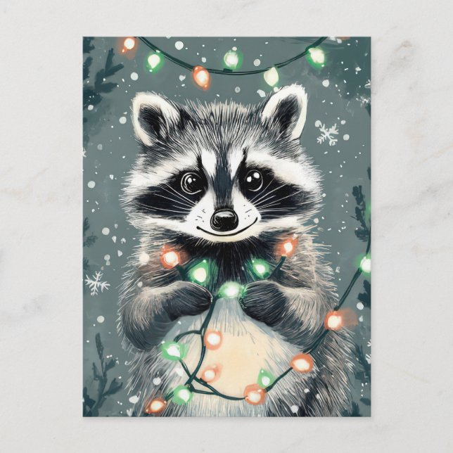 Postale Carte de voeux Festive Christmas Racoon (Devant)