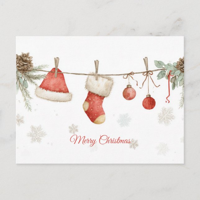 Postale Carte de vœux festive de Noël avec guirlande (Devant)