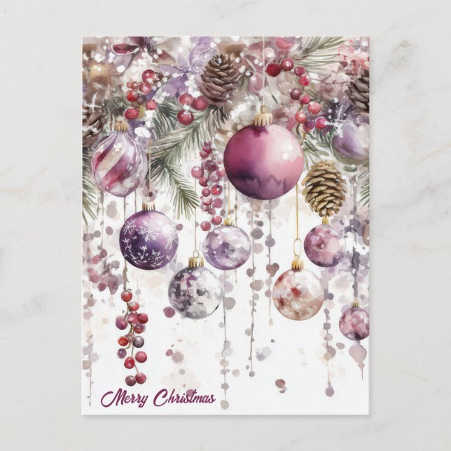 Postale Carte de vœux festive de Noël avec guirlande (Devant)