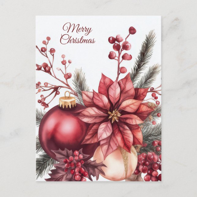 Postale Carte de vœux festive de Noël avec guirlande (Devant)
