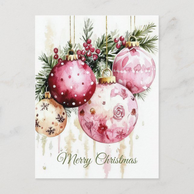 Postale Carte de vœux festive de Noël avec guirlande (Devant)
