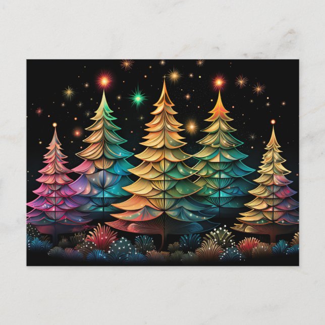 Postale Carte de voeux Festive et abstraite Arbre de Noël (Devant)
