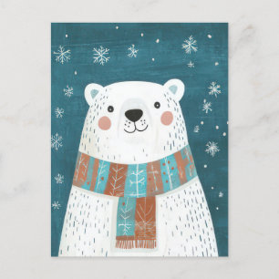 Postale Carte de voeux Festive Ours Polaire de Noël