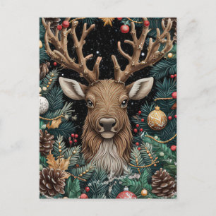 Postale Carte de voeux Festive Reindeer de Noël